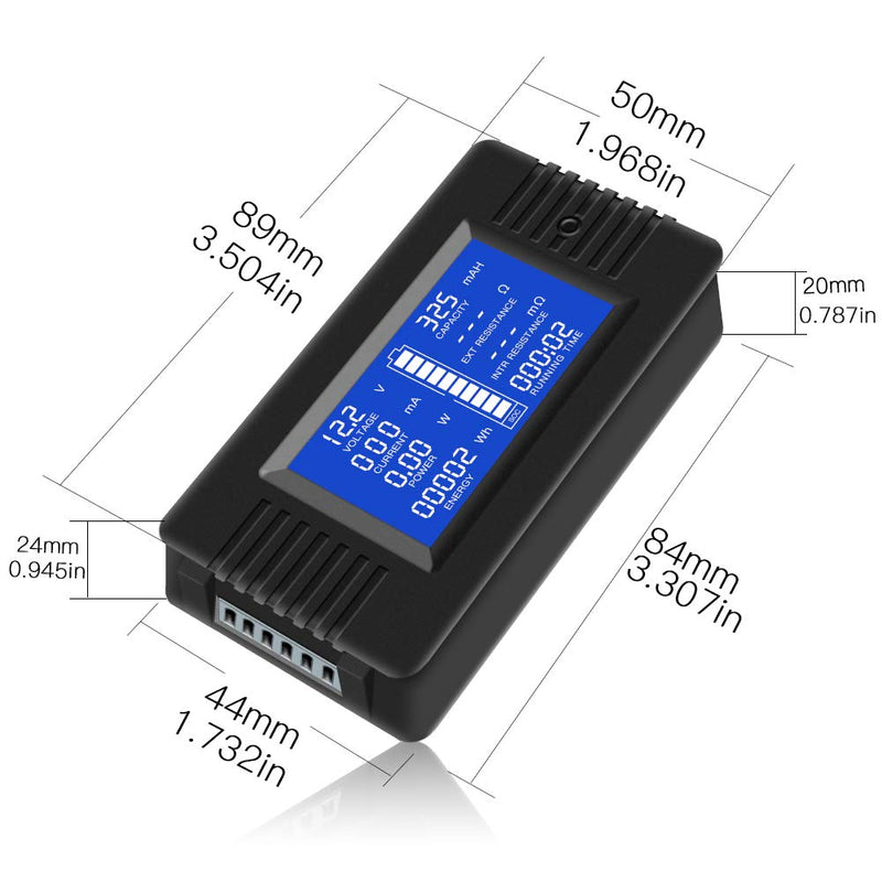 DC Multifunction Battery Monitor Meter,0-200V,0-100A (Widely Applied to 12V/24V/48V RV/Car Battery) LCD Display Digital Current Voltage Solar Power Meter Multimeter Ammeter Voltmeter DC 100A Battery Meter（100A Shunt）