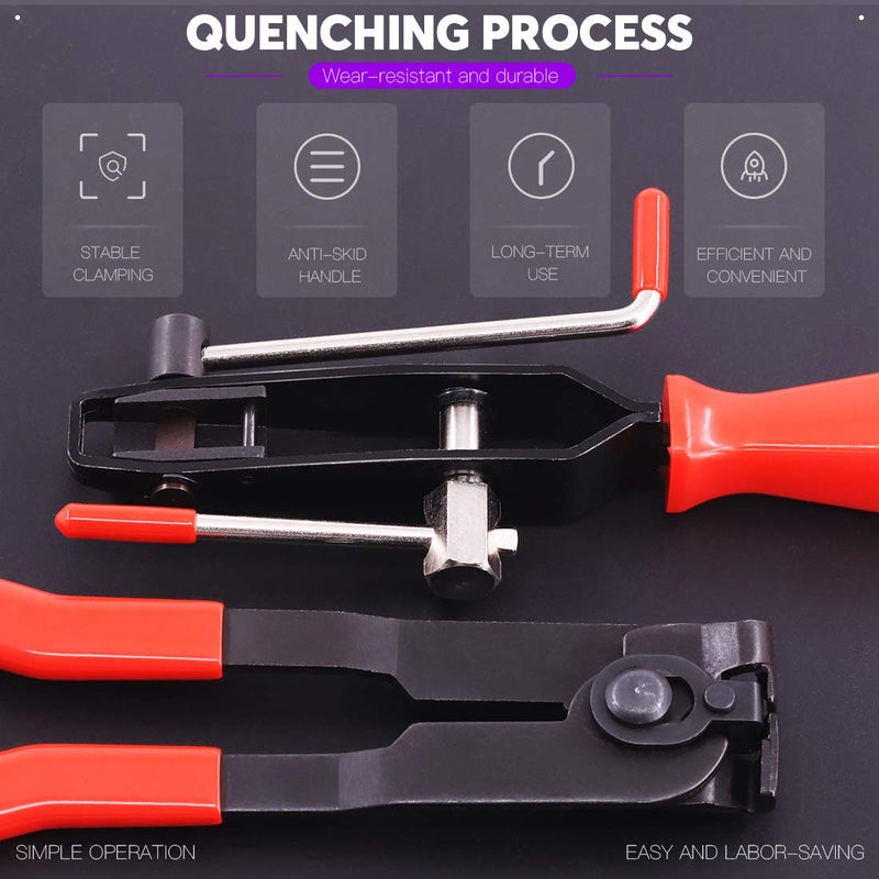 Swpeet CV Joint Boot Clamp Pliers Kit - 10Pcs Ear Boot Tie Pliers, Car Band Tool Kit, Automotive Hose Axle Plier for Most Cars 10Pcs CV Boot Clamp + Pliers Kit