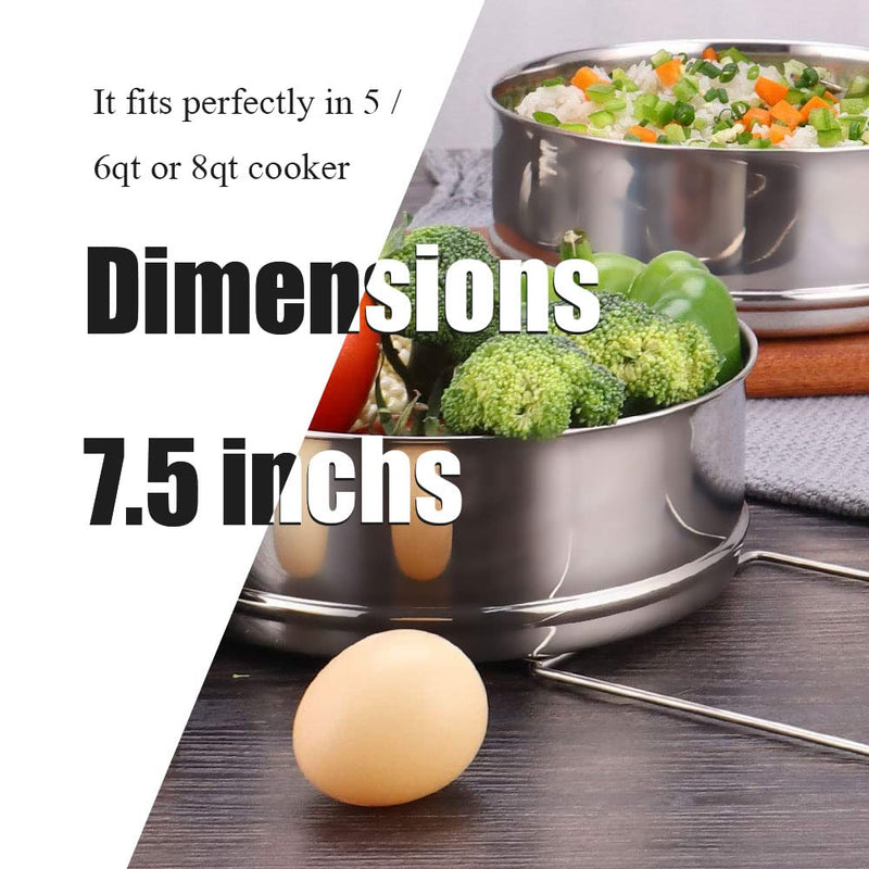 Stackable Steamer Insert Pans- Instant Pot Accessories 6 Qt-2 Silicone handle & Interchangeable Lids–Pressure Cooker Accessories- Pot in Pot for Baking,Lasagna,food steamer,Reheat Multiple Dishes