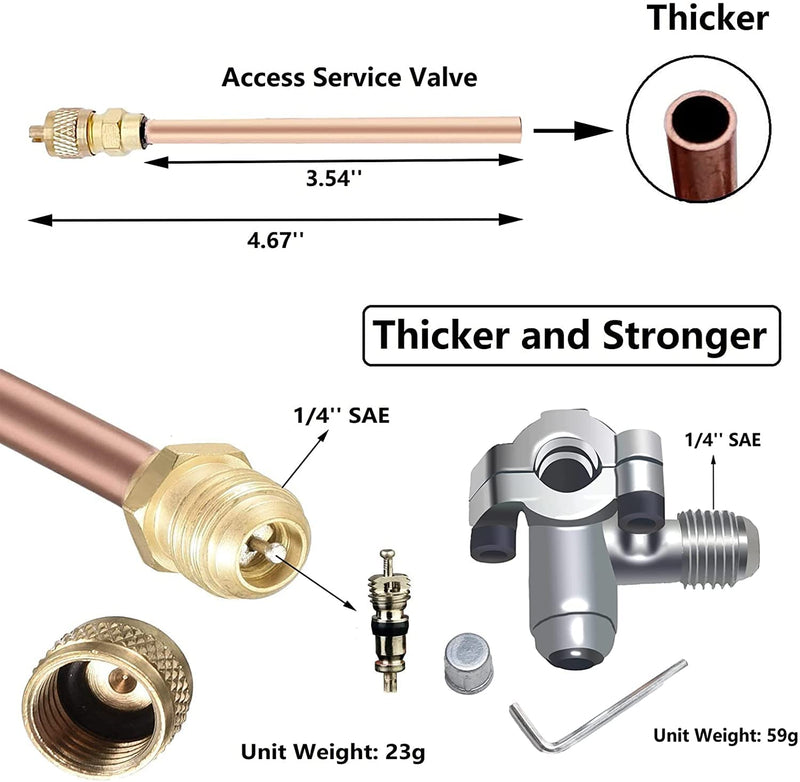 Refrigerator Freon Recharge Hose Gauge Kit-A/C R134a R12 R22 R502 Fridge Recharge Tool Kit with BPV31 Bullet Piercing Tap Valve, r134a Quick Coupler, R134a Self-Sealing Adapter for Refrigerant System B
