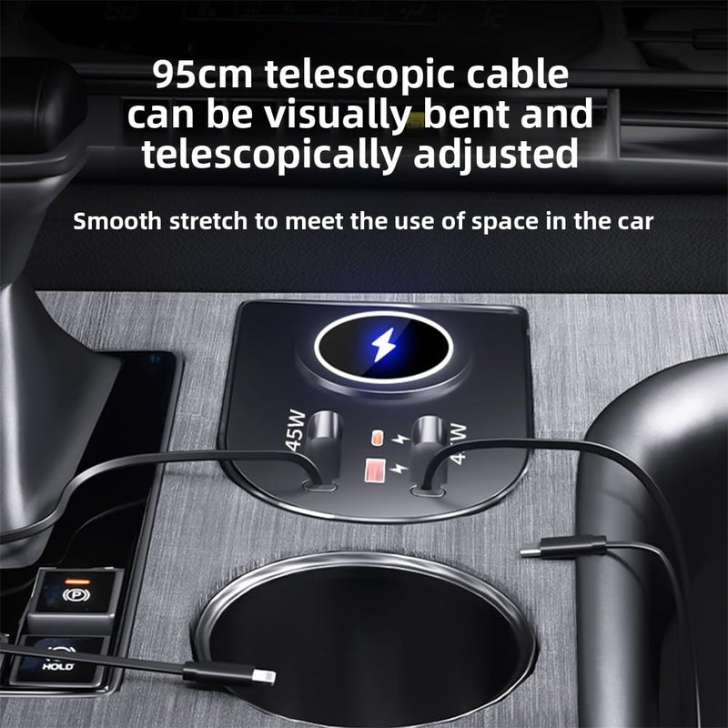USB Hub Car Wireless Charger Mount for 2021 2022 2023 2024 2025 Toyota Sienna accessories, Mobile phone charger，45W Fast Charging Center Console Dash (Model B)