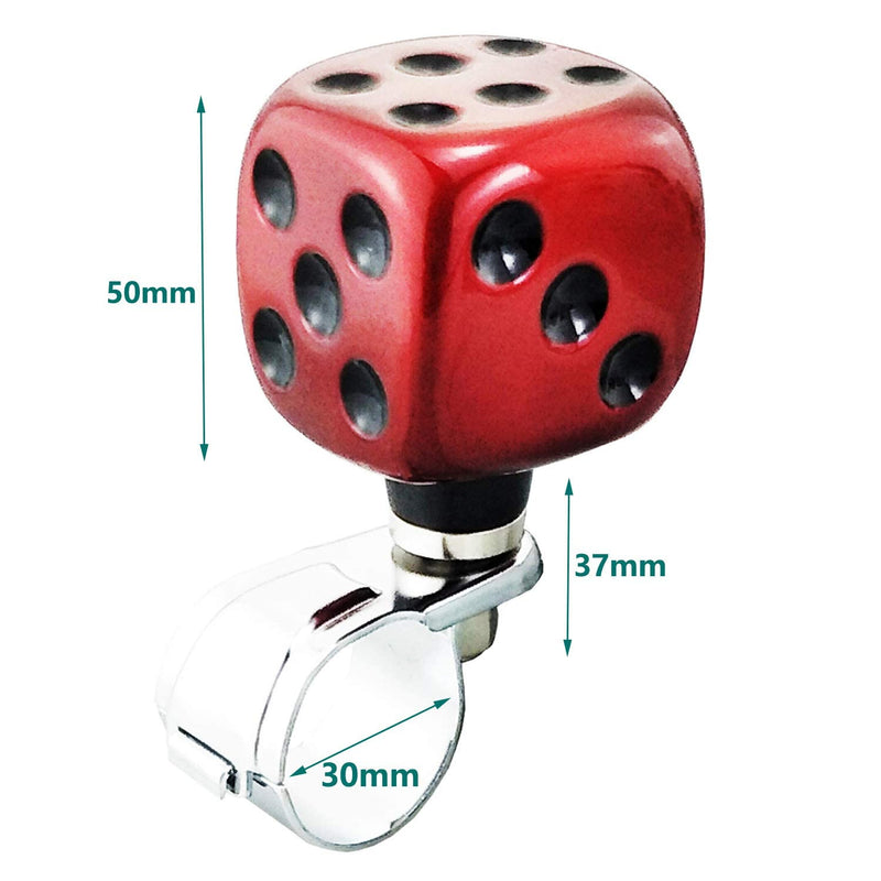 Lunsom Steering Wheel Spinner, Dice Shape Car Turning Wheel Knob Suicide Power Handle Driving Aid Turning Control Helper Fit Most Vehicle, Trucks (Red) red