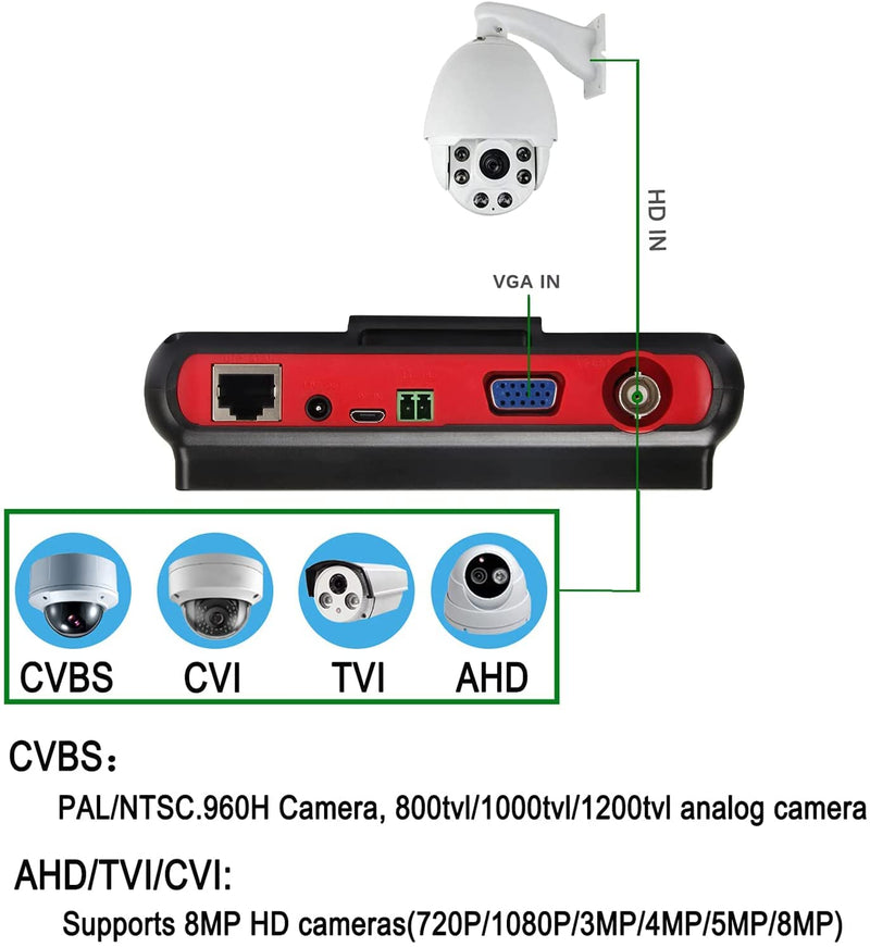 【Upgrade】 Portable Wrist CCTV Tester,5'' LCD Monitor,HDMI in &VGA in,Camera Debugging Helper