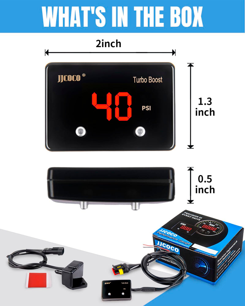 Turbo Boost/Vacuum Gauge Kit -28 in.Hg 40 PSI LED Digital Display 12V Boost Meter with Sensor for Car Boat Motorcycle ATV Universal Red