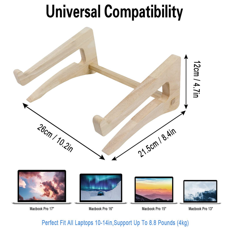 UI U & I Laptop Stand, Wooden Laptop Stand, Detachable Wooden Notebook Holder Mount Stand for Desk, 11-14inch Compatible with Apple MacBook Air Mac Pro, HP, DELL, Acer, Toshiba, Surface, Lenovo etc small