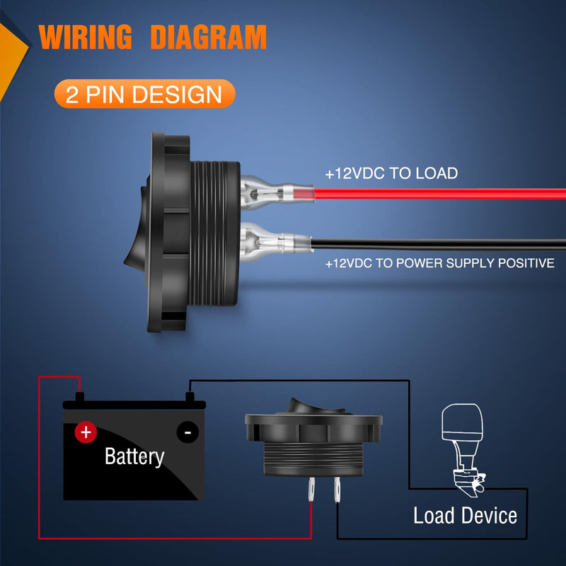 Nilight 5PCS Round Rocker Switches w/Wiring Harness SPST Switch Holder 20mm 12Volt 2 Pin Pre-Wired Waterproof Toggle Switch Shell for Switch Panel Car Automotive RV Trucks Boats,2 Years Warranty 5PCS Switch + Switch Holder