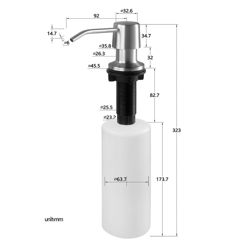Styever Soap Dispenser for Kitchen Sink with Pump -16oz Bottle Built in Countertop Dish soap Dispenser with 4 Inch Spout- Oil Rubbed Bronze Sink Soap Dispenser Extension Kit with 47 Inch Tube Stainless Steel