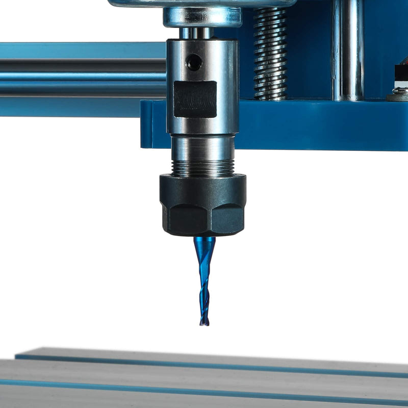 Genmitsu 10pcs 2-Flute Nano Blue Coat Flat Nose Spiral End Mill, 1/8'' Shank, 1.0mm-3.175mm Cutting Diameter, CNC Router Bits for Wood Working Acrylic MDF PVC ABS, FN10A