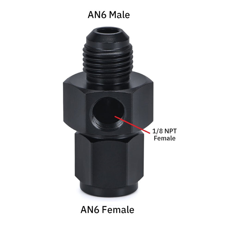 Universal Fuel Pressure Gauge Liquid 0-100psi Oil Press Gauge 1/8" NPT with an 6 Fuel Pressure Take Off Fitting 6an Adapter