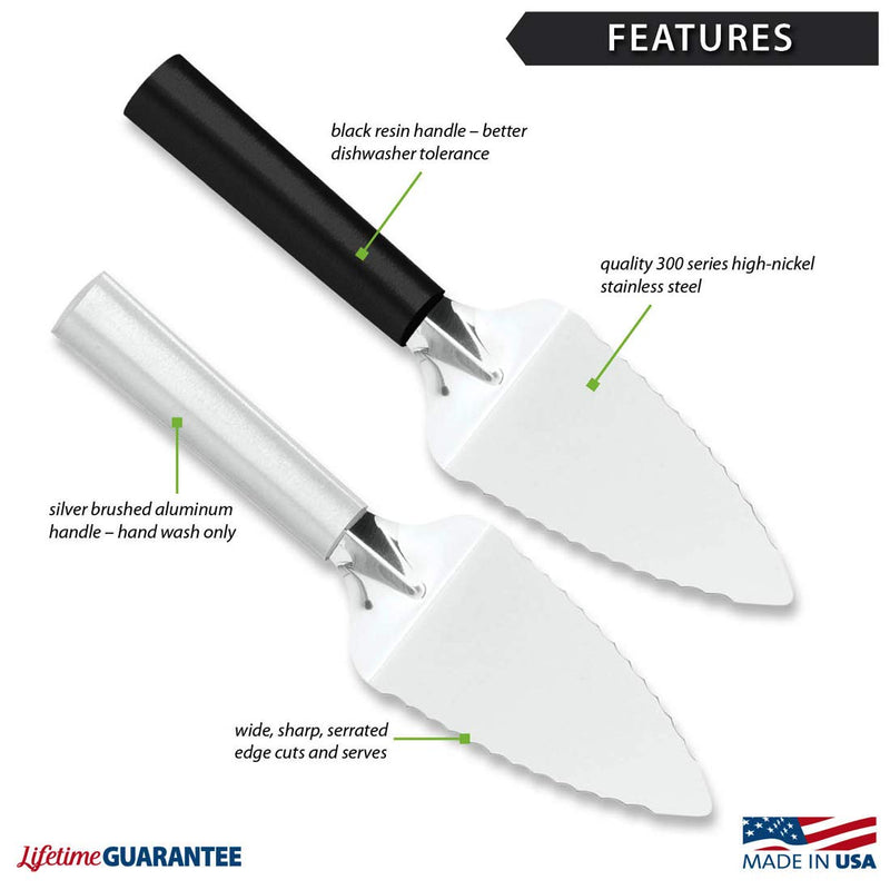 RADA Cutlery Serrated Pie Server, Silver Handle, Pack of 2