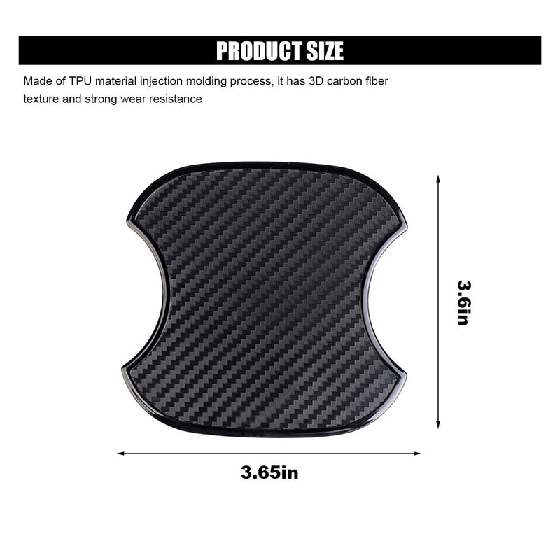 4PCS Car Door Handle Cup Scratch Protectors, TPU Carbon Fiber Door Bowl 3D Sticker, Universal Door Handle Protective Film for Most Cars (Medium) Medium-Black
