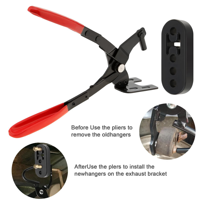Hanger Removal Pliers for Muffler Systems, Rubber Bracket Separation Tool with 4 Hole Hanger Kit - Universal Fit for All Vehicle Rubber Hangers