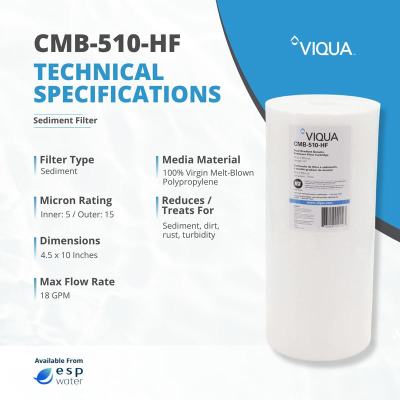 Genuine Viqua CMB-510-HF Sediment Filter 5 Micron 4.5" x 10"