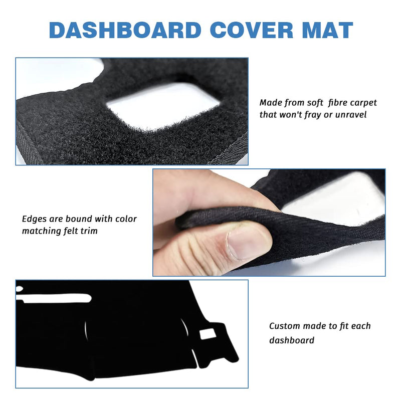 Dashboard Cover Compatible with 2007-2013 Chevy Silverado GMC Sierra with Two Glove Boxes Dash Cover Mat Black Premium Carpet 2007-2013 Silverado and Sierra