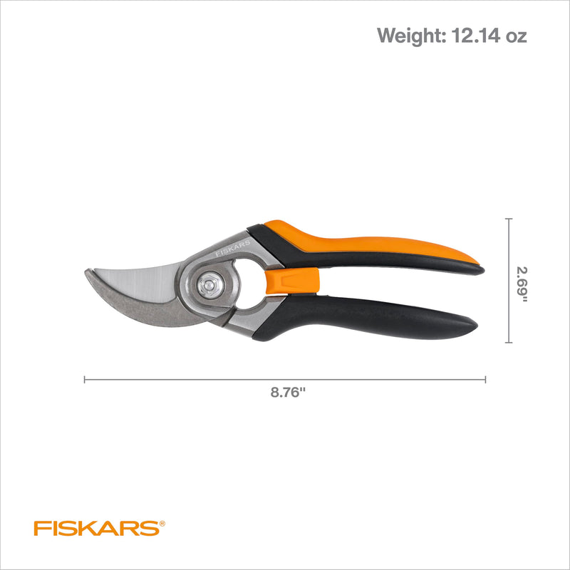 Fiskars Bypass Pruning Shears, 1" Cut Capacity Gardening Scissors, Forged Steel Replaceable Blade, SoftGrip Handle Garden Clippers, Rust Resistant Low Friction Coating for Branches & Stems Forged Pruner