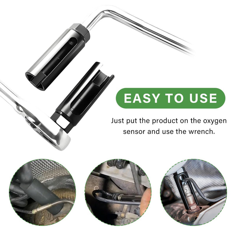 Oxygen Sensor Socket with Side Wire Cutout, 1/2 Inch Drive by 7/8 Inch (22mm) 6-Point O2 Sensor Wrench Removal Tool, Offset Oxygen Sensor Socket Preventing Damage to Wires (Small) Small