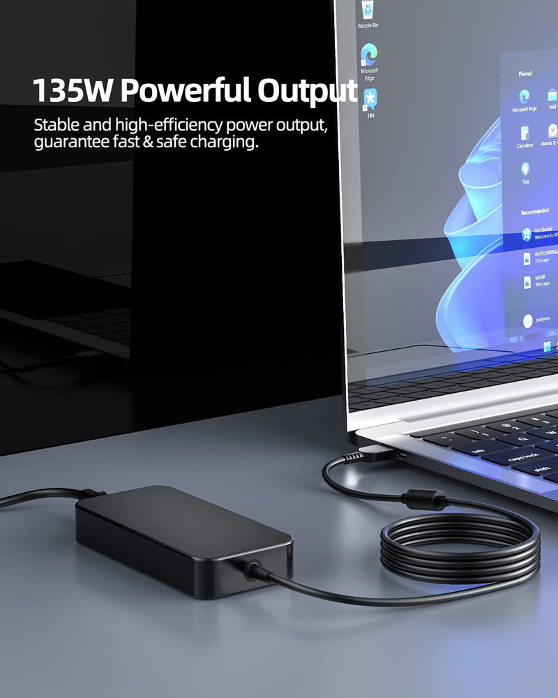 135W AC Charger Fit for Lenovo Thinkpad T15p P50 P70 P71 P16 P16v P15v P1 Extreme, Fit for Legion Y530 Y520 Y740 Y730, Ideapad Gaming 3, ThinkCentre Thunderbolt Docking Station Laptop