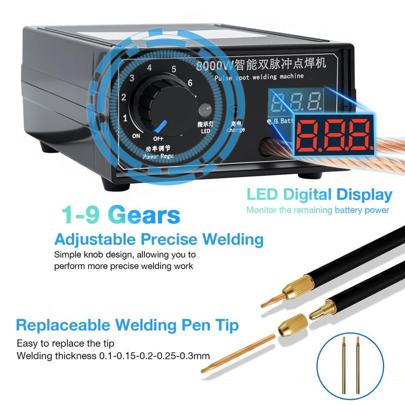 Hosyond 8000W Handheld Battery Spot Welder, Portable DIY Welding Machine, High-Power Spot Welder with Nickel Strip for 18650 Lithium Batteries