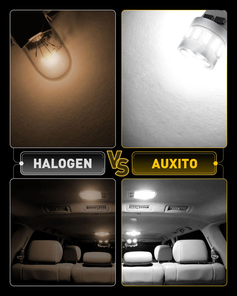 AUXITO Latest 194 LED Bulb 6500K Bright White, Canbus Error Free 168 2825 T10 W5W LED Bulb for Car Dome Door Map Courtesy Trunk Cargo License Plate Lights, Pack of 10