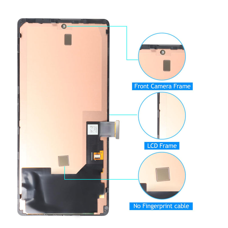 OLED for Google Pixel 6 LCD Screen Replacement for Google Pixel 6 LCD Display Touch Screen Display Assembly Repair Kits with Frame GB7N6, G9S9B16, G9S9B, GR1YH (Fingerprint Cable Transfer Required)