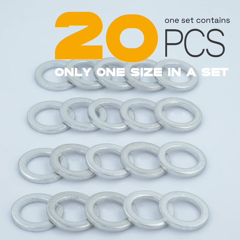 20Pcs M12 Oil Drain Plug Gasket, Aluminum Crush Washer, Seal Ring by KeeRoarin, 12mm*18mm*2mm M12-20PCS