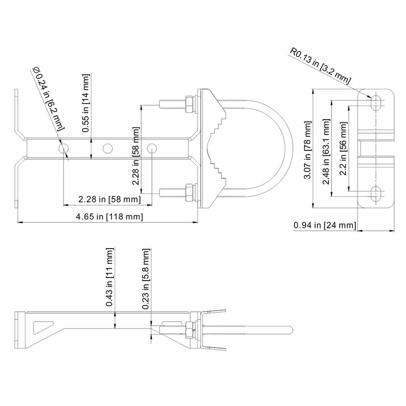2 PCS Stainless Steel Antenna Mount Wall Mount Antenna Mast Clamp V Jaw Bracket Accessories Kit [ Without The Pole ] for TV CB Ham Outside Home