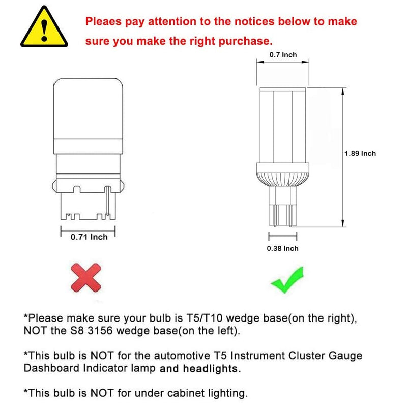 T5 T10 Wedge Base 921 912 12V LED Light Bulbs, 4W T10 LED Bulbs, Warm White 2700-3000K for RV Camper Travel Tailer Marine Lights and Outdoor Landscape Deck Stair Step Path Lights 6-Pack 6 Count (Pack of 1)