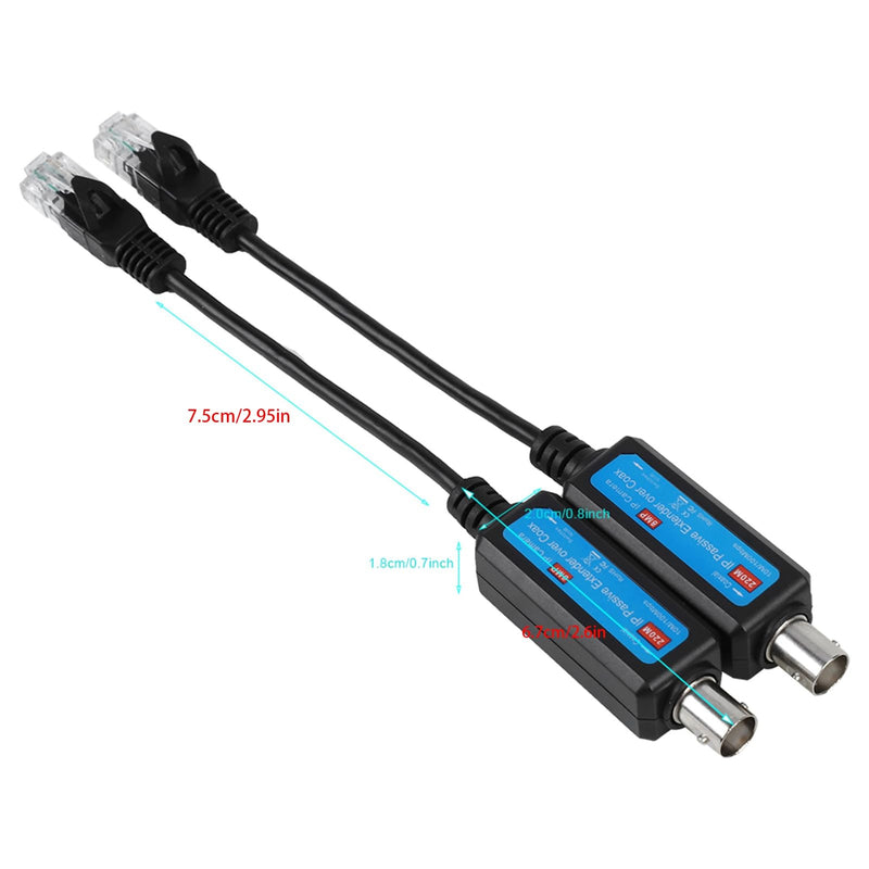 Network Coaxial Transmitter, 1Pair 10/100Mbps Passive IP 1CH Ethernet Over Coax Receiver Extender for IP NVR Camera