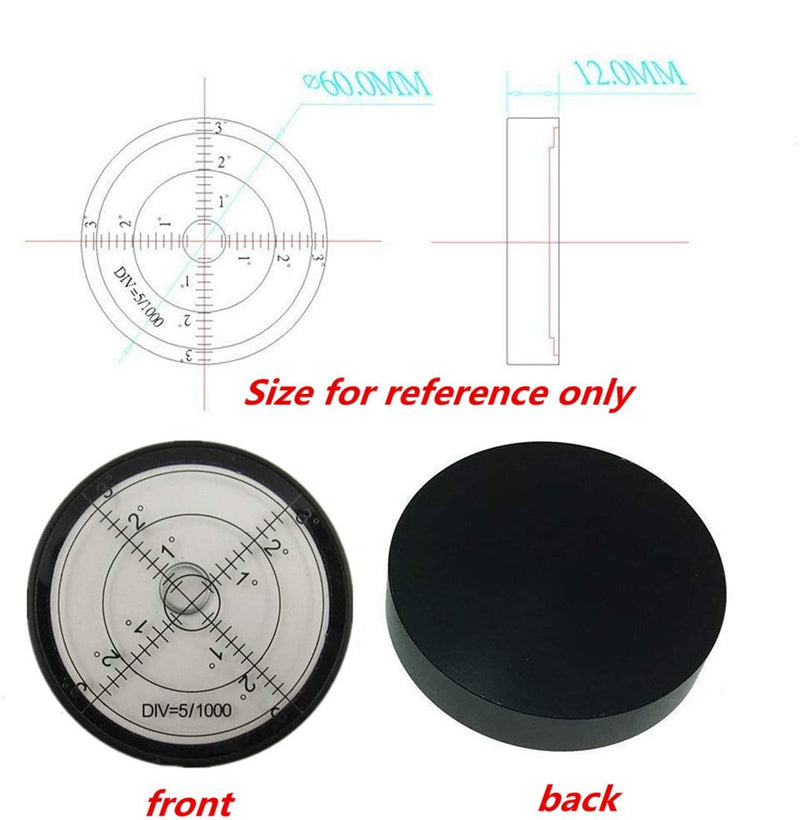 Levels High Precision Round Bullseye Bubble Aluminium Case Bullseye Spirit Bubble Surface Level Round Inclinometers for Surveying Instruments and Tribrachs, Ø60mm,Accuracy 15'/2