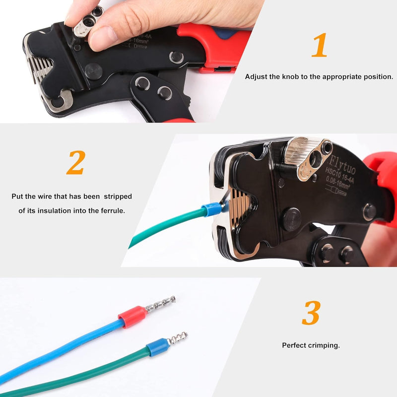  [AUSTRALIA] - Front Loading Ferrule Crimp Tool and Ferrule Crimper Works for End Sleeves Ferrules and Wire End Terminals from AWG 30-5 HSC10 16-4A
