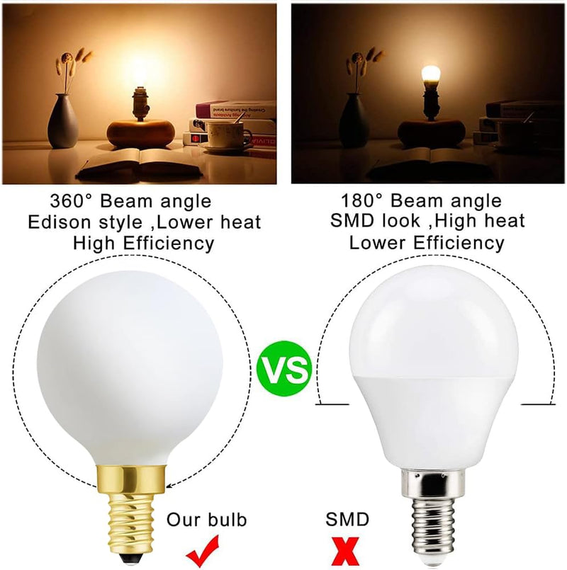 XININSUN Frosted G16.5 globe light bulb,e12 Round Candelabra Bulb 60 watt,6W Chandelier Light Bulbs,Milky White Candelabra LED Bulb,Dimmable,6W 2700K Warm White 600lm,6Pack 6W=60W-2700K