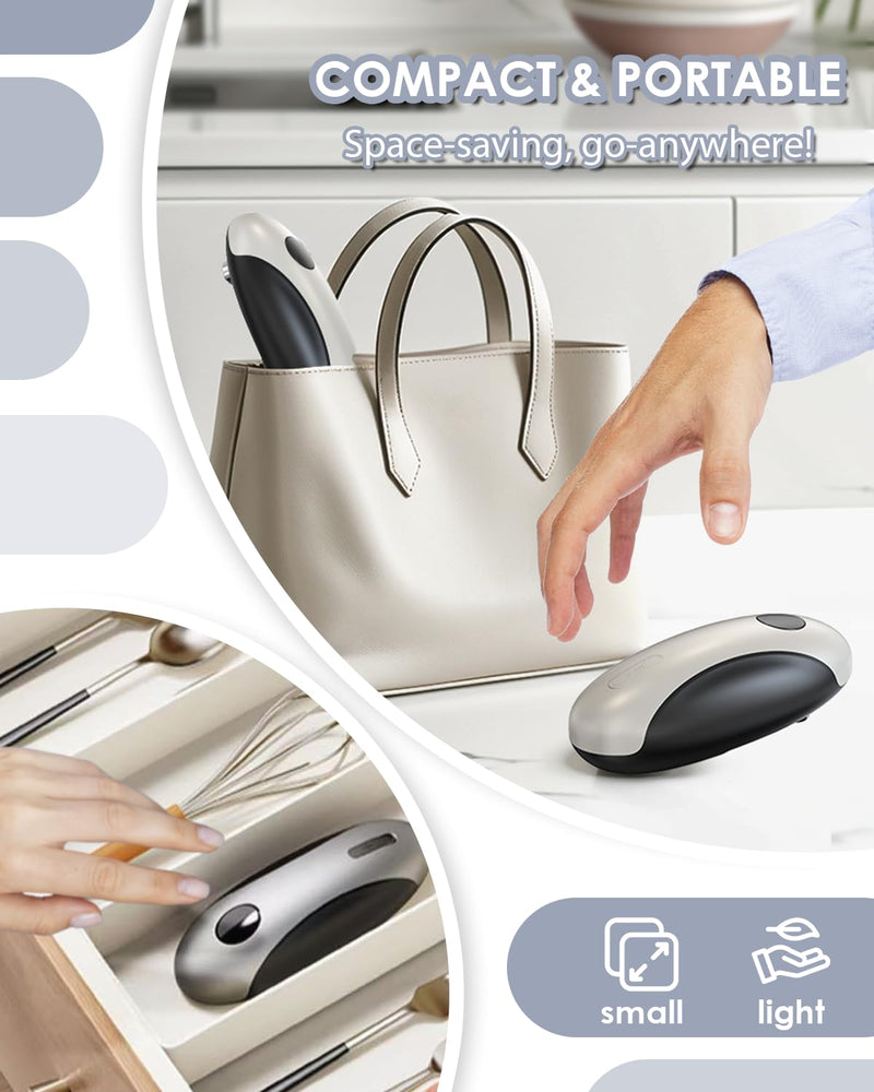 Rechargeable Electric Can Opener - One Touch Automatic, Hands Free Operation Easy Grip for Seniors & Arthritis, Works with All Cans - Cordless, No Sharp Edges Rechargeable