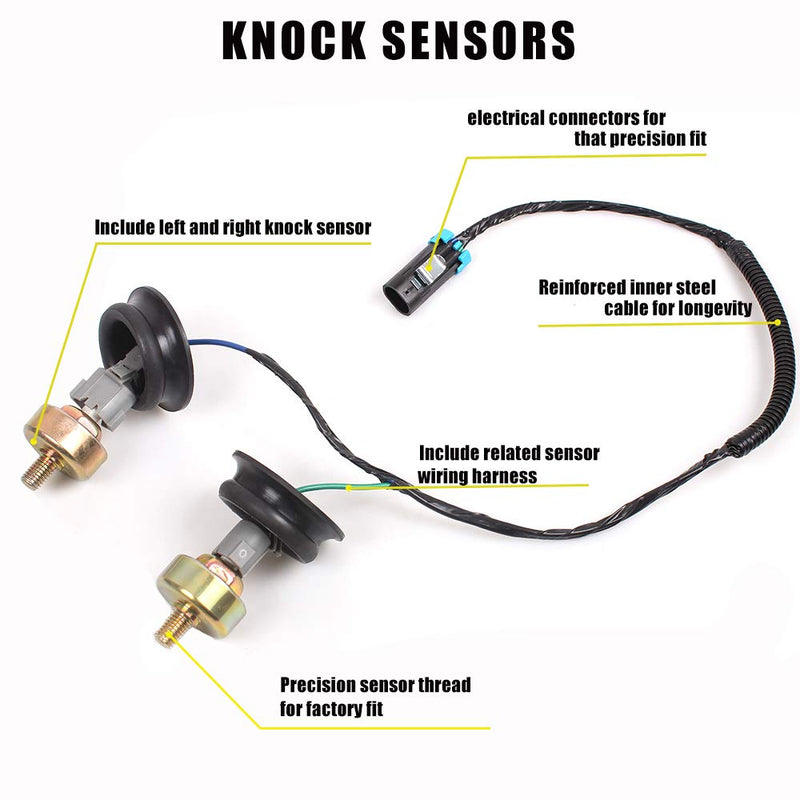Muge Racing 12589867 Dual Knock Sensors with Wiring Harness Kit for Chevy GM LS1 LS6 LQ9 4.8L 5.3L 6.0L 8.1L