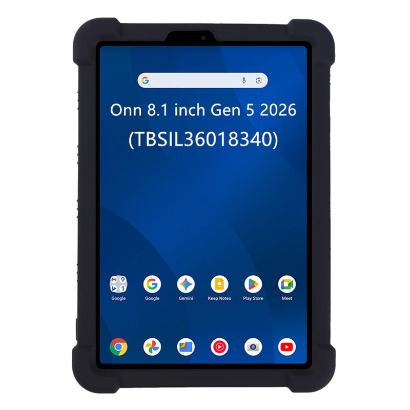Case for Onn 8.1 inch Tablet 2026 Model (TBSIL36018340), Kids Friendly Soft Silicone Adjustable Stand Cover for Walmart Onn 8.1" Tablet Gen 5 2026 (Black) Black