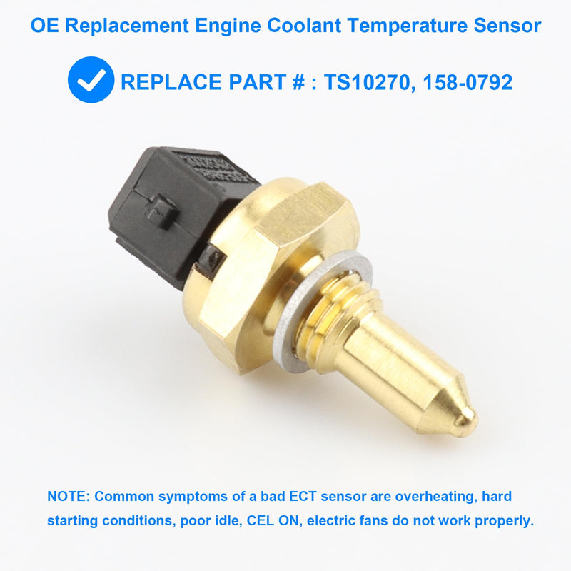 Coolant Temperature Sensor, ECT Temp Sensor Replace TS10270 158-0792 Compatible with BMW - 128i 320i 325i 325xi 328i 328xi 330i 330xi 335i 528i 530i 535i 550i 740i 750i 750Li M3 M5 M6 X3 X5 X6 Z4,More