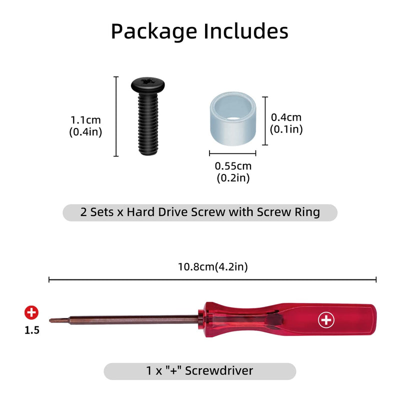 Mcbazel 2Pcs SSD Screw and 2Pcs Ring Replacement with Screwdriver for PS5, Solid State Drive Repair Accessories (NOT for PS5 Slim)
