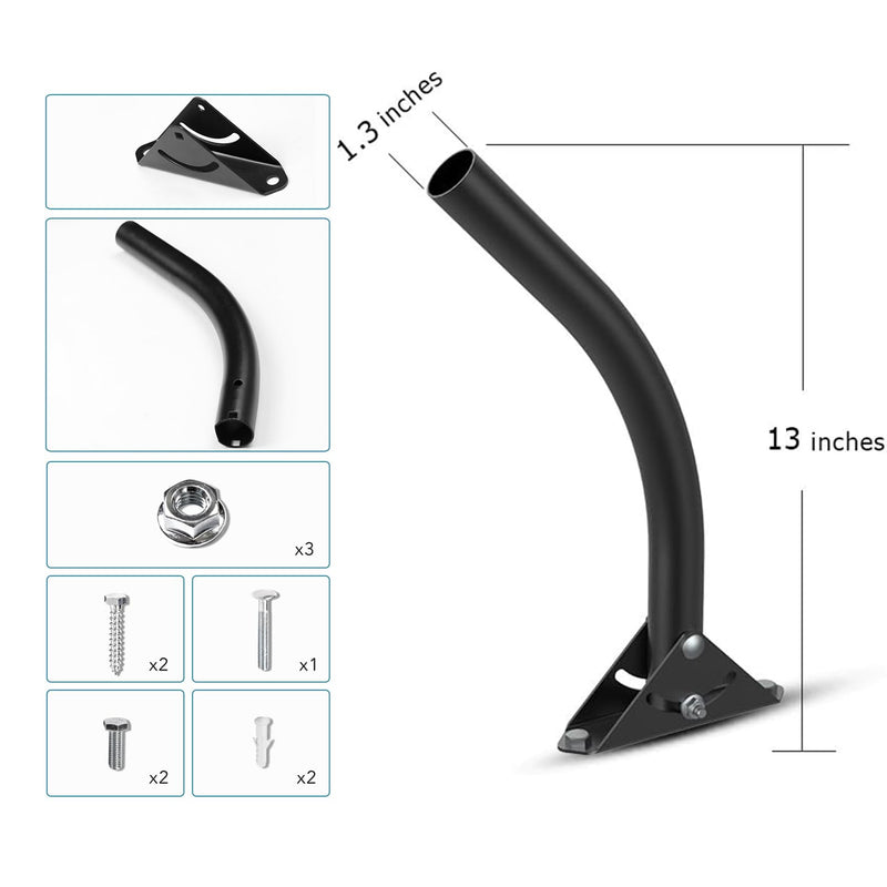 Newest Version Adjustable Outdoor/Attic TV Antenna Mount Pole,Stainless Painting 13'Arm Length,Reversible,Lightweight,Waterproof,Easy Installation
