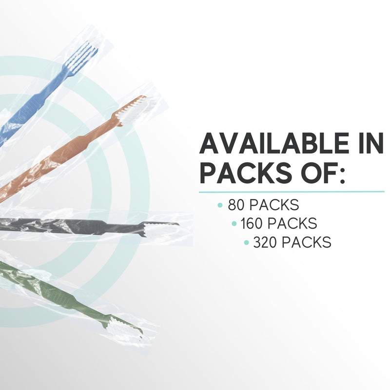 Avistar 80 Prepasted Disposable Toothbrushes Individually Wrapped - Single Use Pre Pasted Disposable Toothbrushes with Toothpaste Built in - Waterless Toothbrush for Travel, Guests, Hotel, & Camping 80 Count (Pack of 1)
