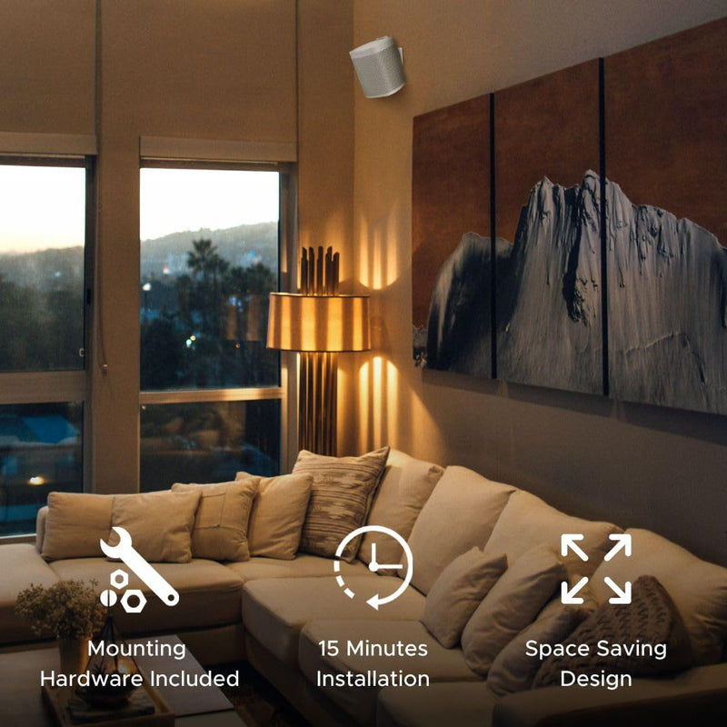 Sound Bass 2 x ONE, ONE Gen 2, ONE SL, Play:1 Wall Mount Bracket, Twin Pack, White, Compatible with Sonos ONE, ONE Gen 2, ONE SL & Play 1