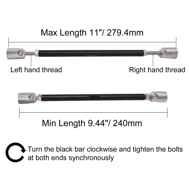 STETION Universal Splitter Strut Rods 9.44''-11'' Length Front Bumper Lip Support Strut Rod Tie Bars Fit Most Vehicles (9.44'' - 11'' Length) 9.44'' - 11'' Length