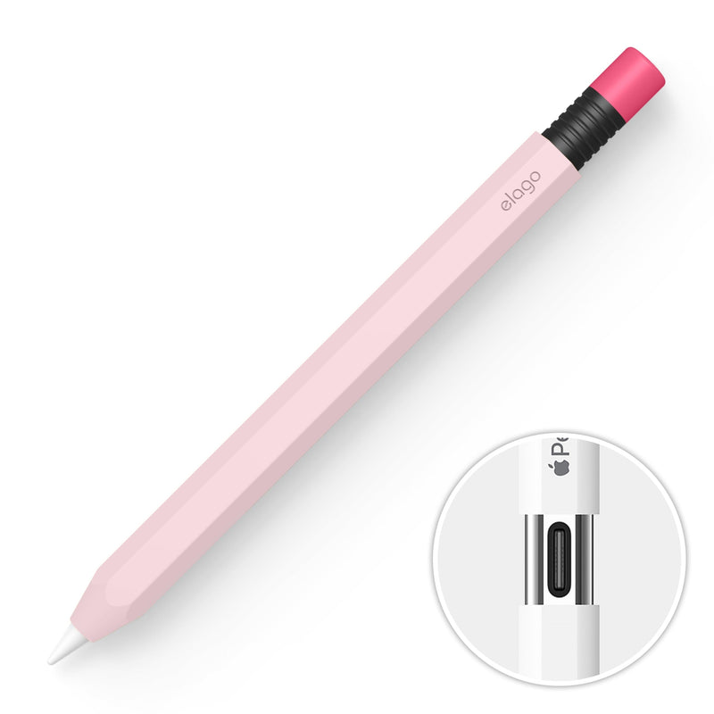 elago Classic Pencil Case Compatible with Apple Pencil (USB-C), Perfect Grip, Protective Skin, Silicone Sleeve, Supports Magnetic Attachment [Lovely Pink] Lovely Pink