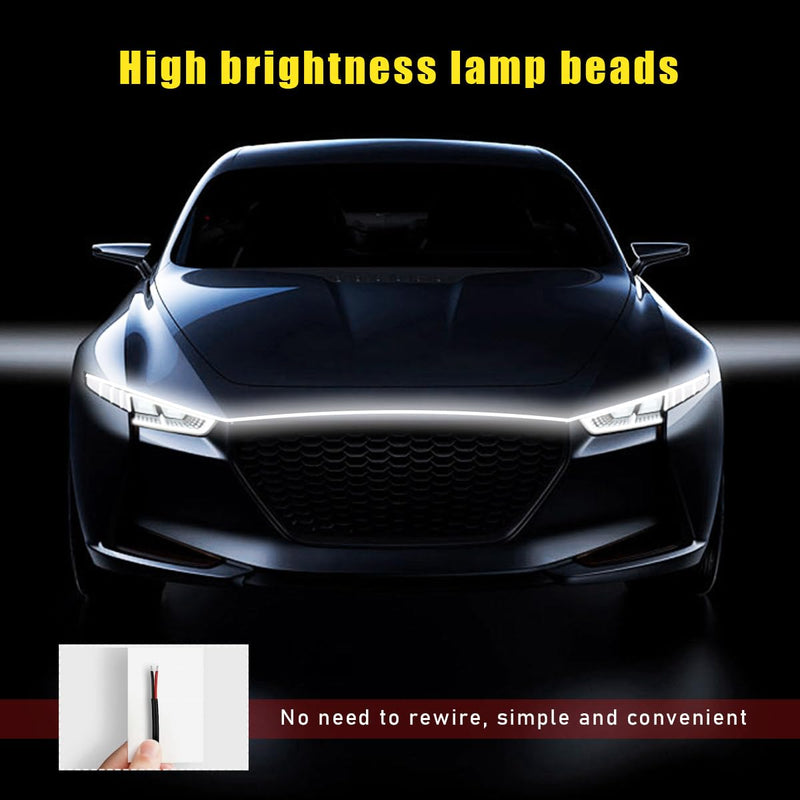 79 Inch Car Hood Light Strip, Exterior Flexible Daytime LED Running Light, Waterproof Auto LED Strip Light with Dynamic Scan Start-up Effect, Car Accessories for SUV Truck (White) 2M White