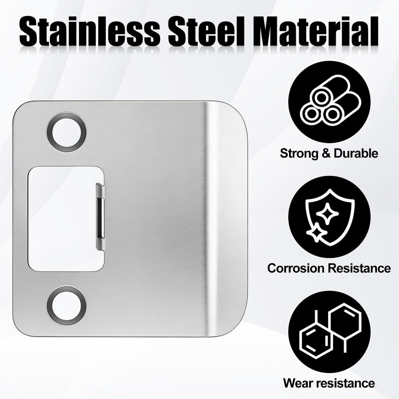 2 Pack Extended Strike Plate Round Corner Extended Lip Doors Strike Plate Extender 2-1/4" x 1-3/4", (2-1/4" Overall Length)(2.25 x 2.25 Inch,Silver) 2.25 x 2.25 Inch Silver