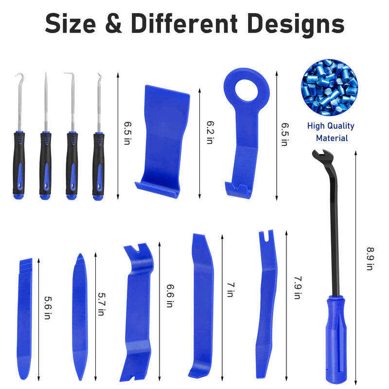 GLK Auto Trim Removal Tool Set, Plastic Pry Tool Kit, Prying Tool, Car Door Panel Clip Revmoal Tool, Fasteners Remover - 12pcs Blue