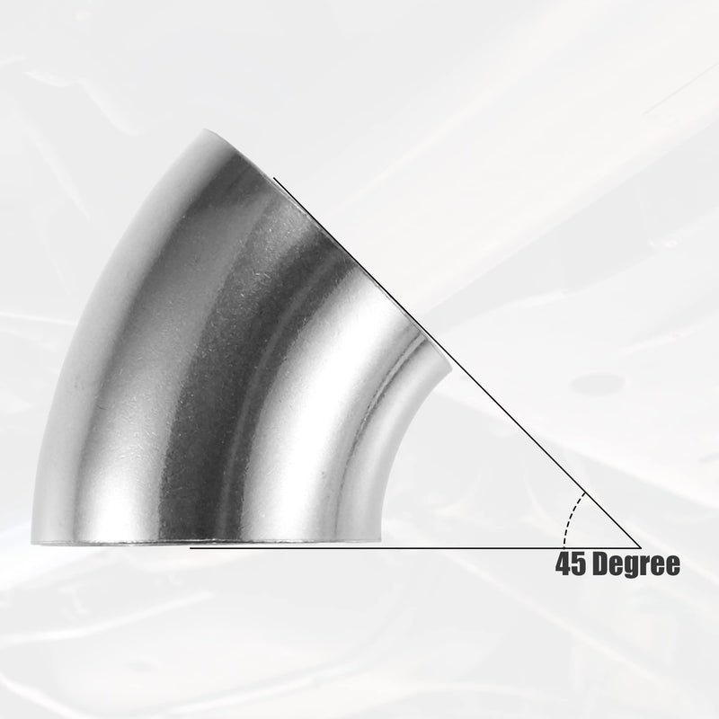 X AUTOHAUX 4 Pcs OD 3 Inch 45 Degree SS304 Stainless Steel Bend Tube Exhaust Elbow Pipe for Car Modified Exhaust System 3" Piping Silver Tone 3"