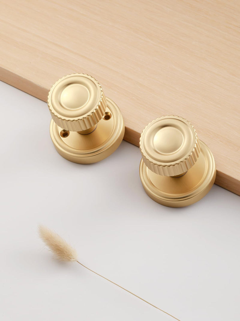 Brushed Gold Passage Door knob, Interior Door Handle Gold Doorknob | Hall Closet Hallyway Kitchen Pantry Laundry Room, Aluminium Alloy Knob, 1 Pack Brushed Gold