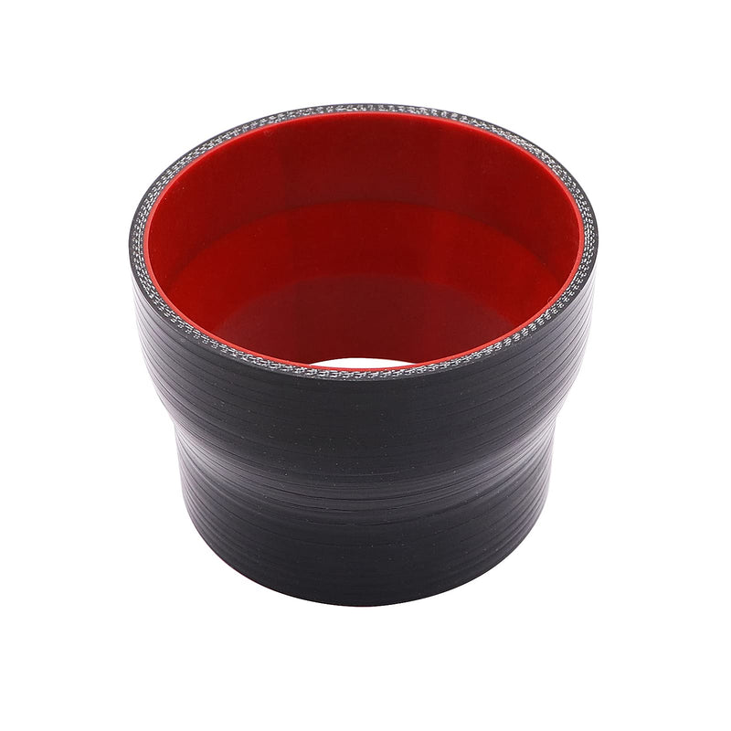 Straight ID 3.5 to 4 inch Black Silicone Reducer Coupler with 2 T-Bolt Clamps 4 Layers of Polyester Reinforcement Suitable High Level Turbo Pipe ID3.5-4" Straight Reducer