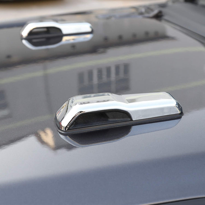 CheroCar JL Engine Hood Hinge Cover Decoration Cover Stickers Rec Exterior Accessories for Jeep Wrangler JL 2018 (Chrome) Chrome