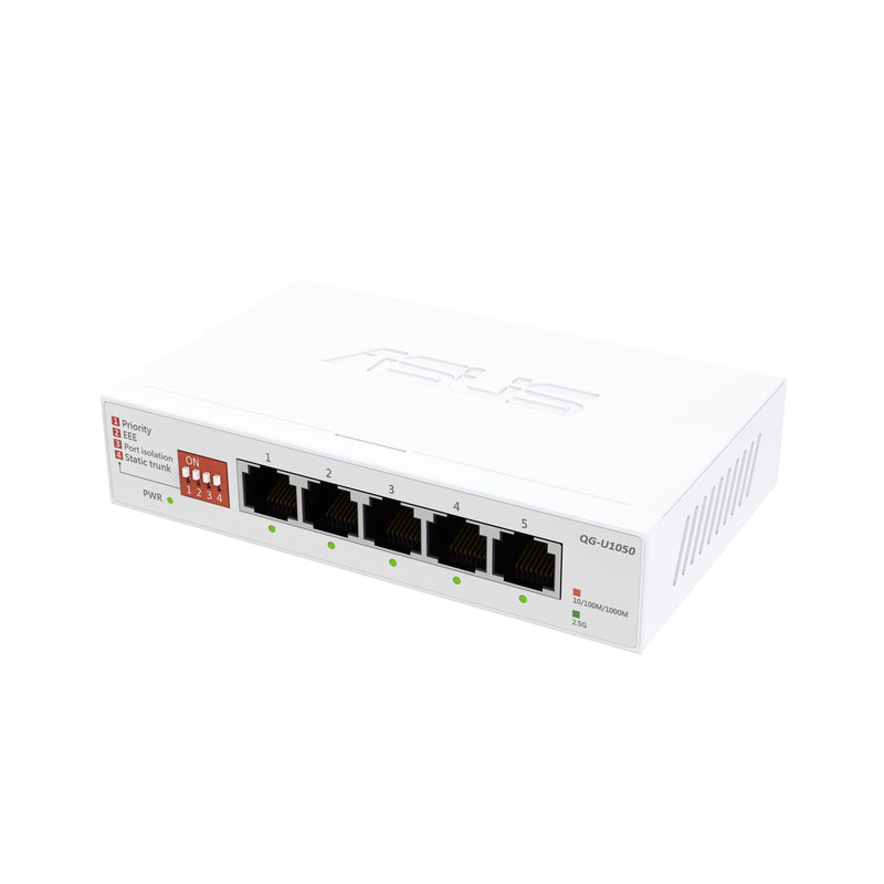 ASUS QG-U1050, 5-Port 2.5G Unmanaged Switch, Support 4 Intelligent Modes, Home Network Hub, Office Ethernet Splitter, Plug and Play, Easy Setup, Desktop, Silent Operation