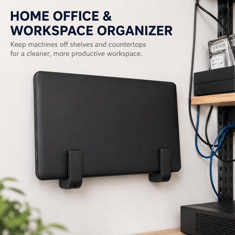 Laptop Wall Mount – Space-Saving Wall Mounted Holder for Portable Computer | Screw-in Bracket with U-Shaped Cradle | Secure Display Stand for Home Office Desk Organization